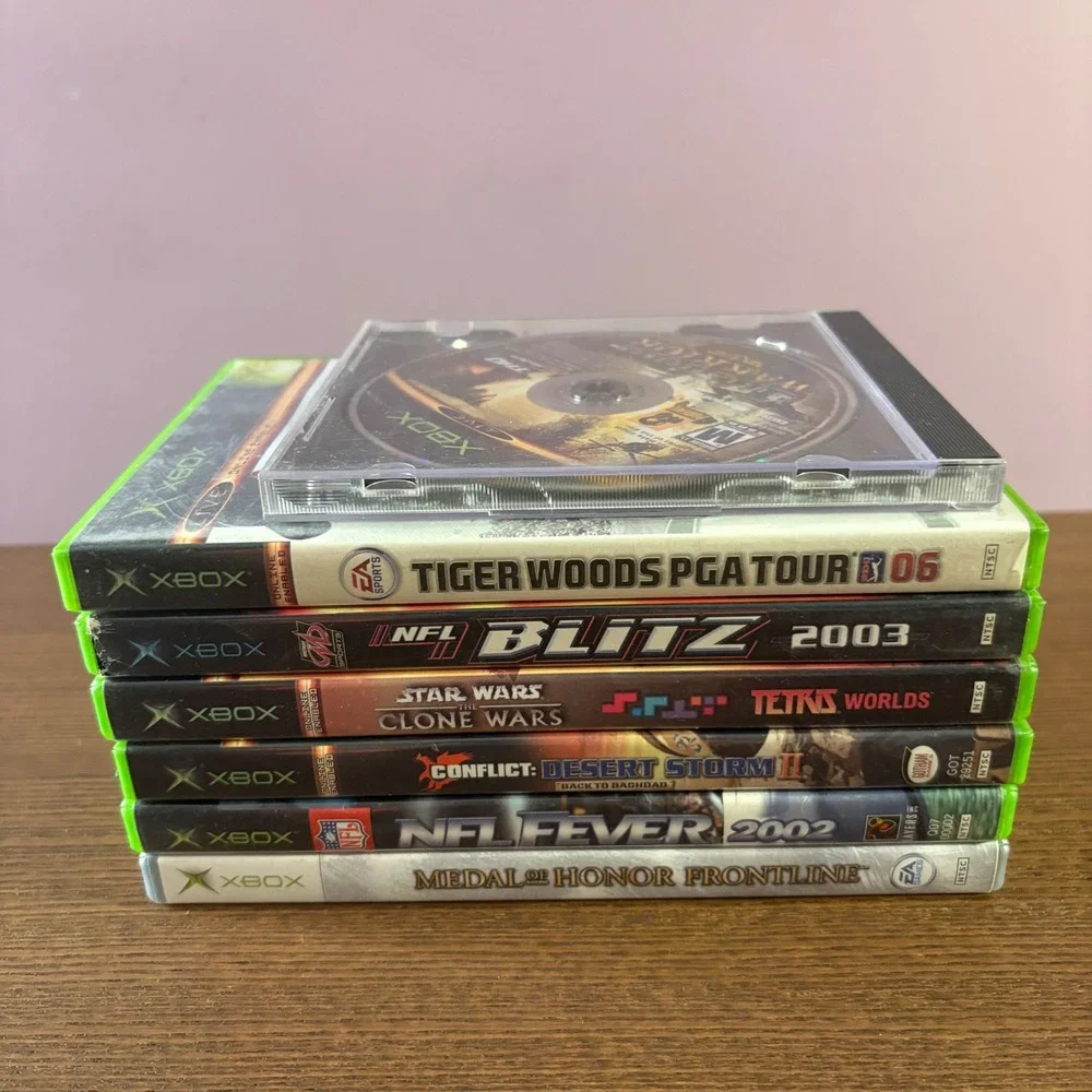 Microsoft Xbox Video Game Lot of 7 NFL Blitz‎ Star Wars Medal of Honor Bundle